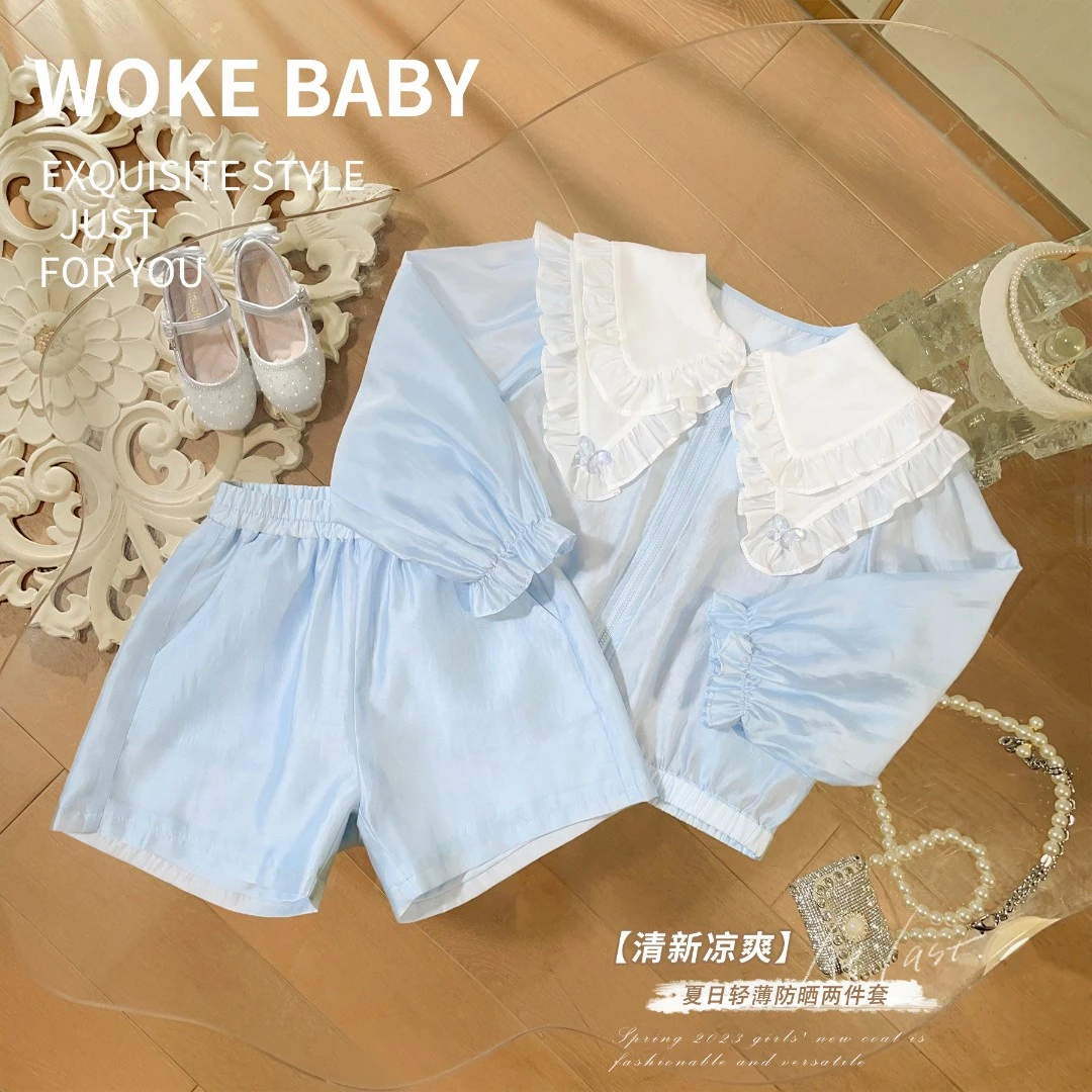 【现货】女童夏季套装2023新款时尚女孩甜美小香风外套套装   V6816