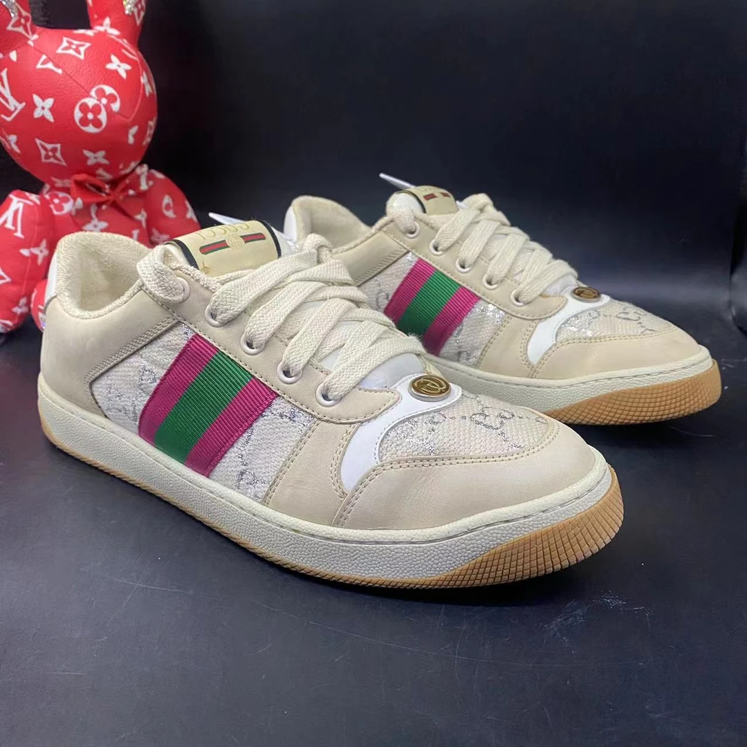 【AO折扣】GUCCI/古驰 39欧码 男士时尚米白印花休闲脏脏鞋gl214