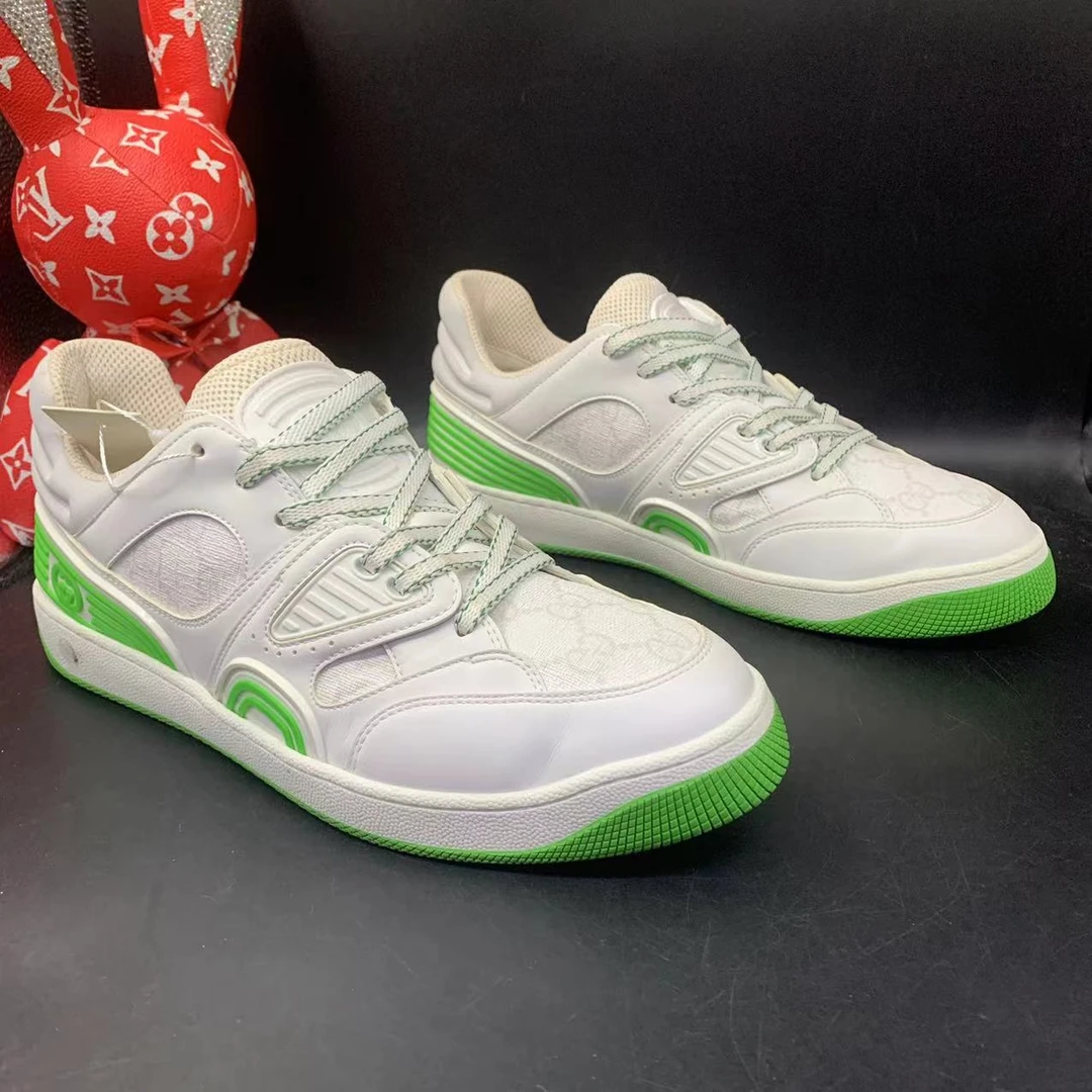 【二奢特惠】古驰/GUCCI 41欧码 男士时尚白色印花休闲系带板鞋ddm