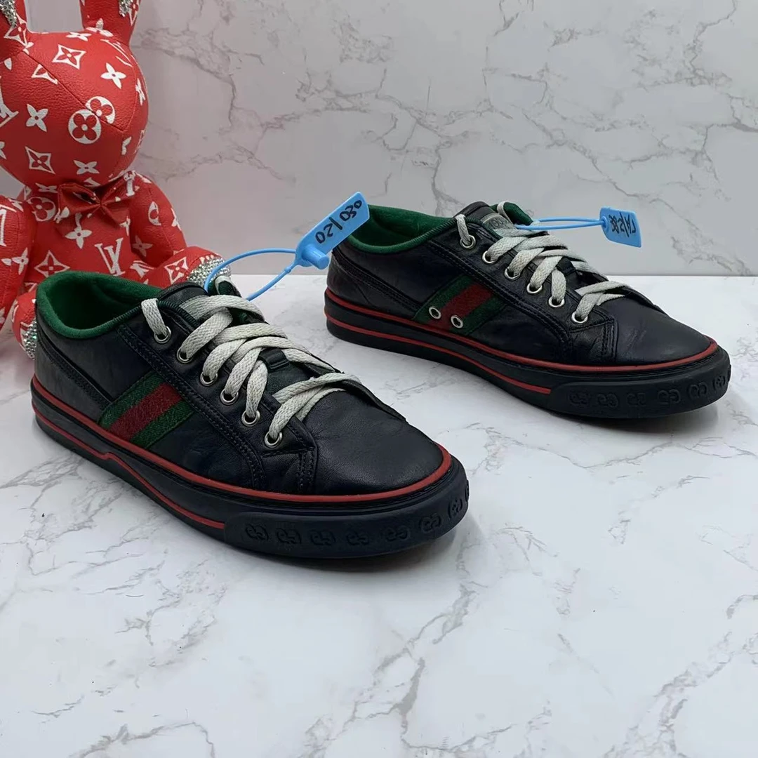 【二奢特惠】古驰/GUCCI 38.5欧码 男士时尚黑色1977潮流低帮板鞋