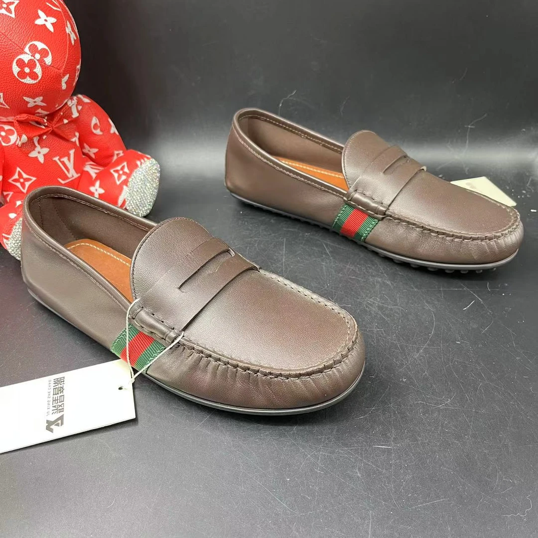 【二奢特惠】古驰/GUCCI 38.5欧码  男士时尚百搭舒适棕褐色豆豆鞋