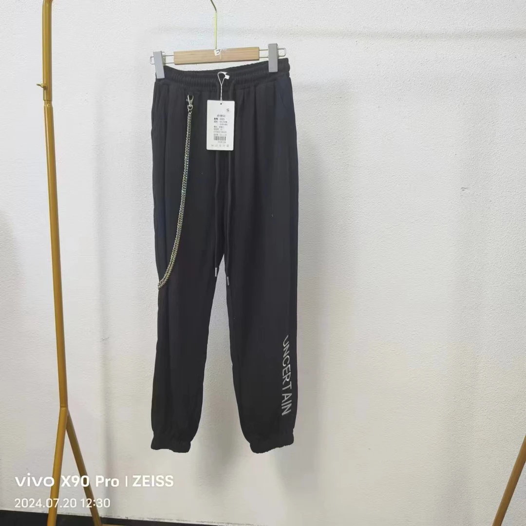 【棉84】7仓F3-4-1211款 黑色收脚休闲卫裤