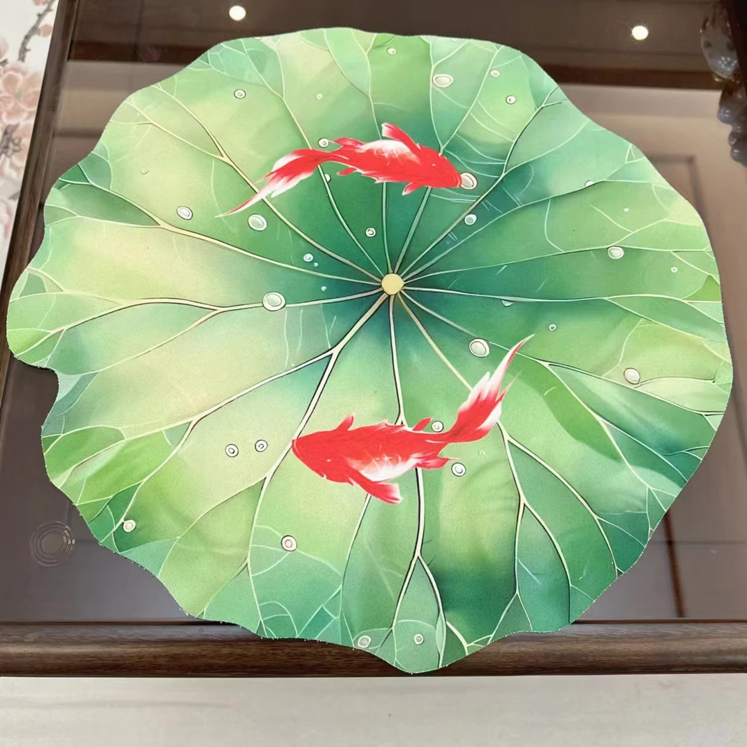 【组合更优惠】创意传统中国风鱼儿游荷花与荷叶硅藻泥桌垫沥水垫