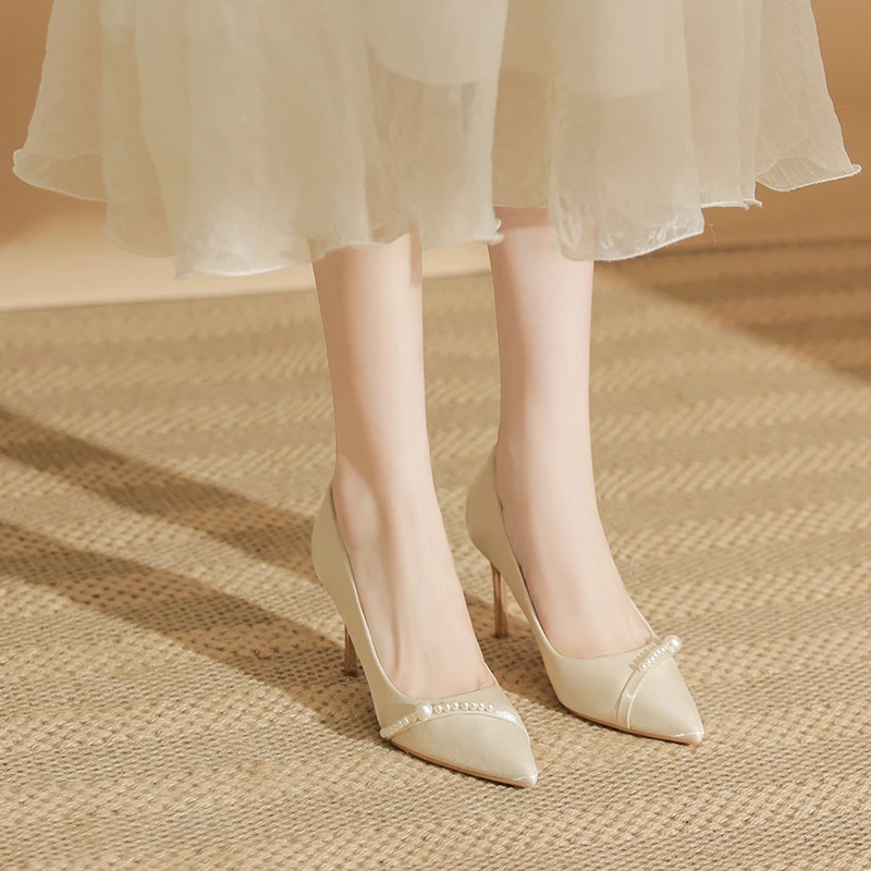 小码高跟鞋女细跟新娘鞋白色伴娘鞋新款婚纱照礼服旗袍婚鞋女心悦
