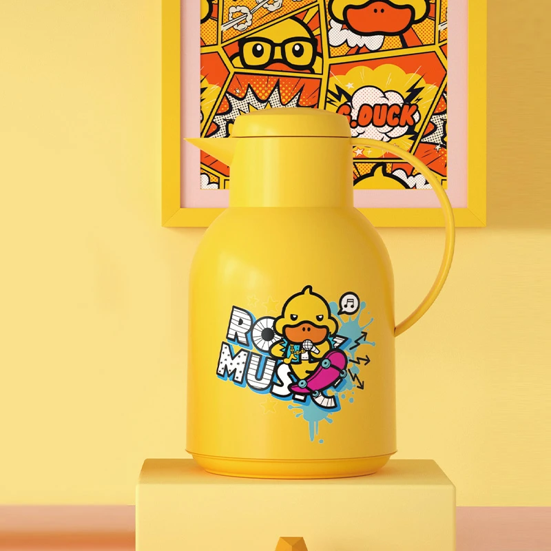 NERVISHI/乐唯诗小黄鸭品牌联名款保温壶 按压款大容量1000ml可爱