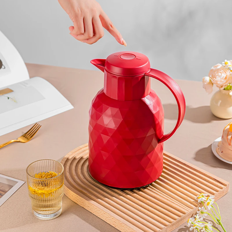 NERVISHI/乐唯诗钻石纹按压款 保温壶1000ml大容量便携冬季热水壶