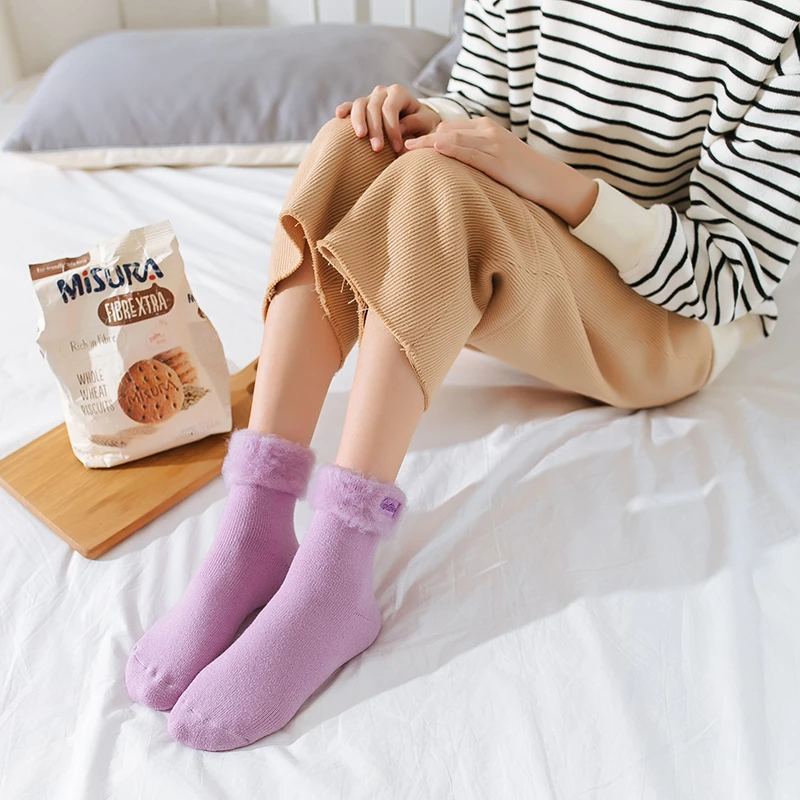 【西藏新疆包邮5双装】袜子女冬季加厚加绒保暖刺绣冬天家居地板袜