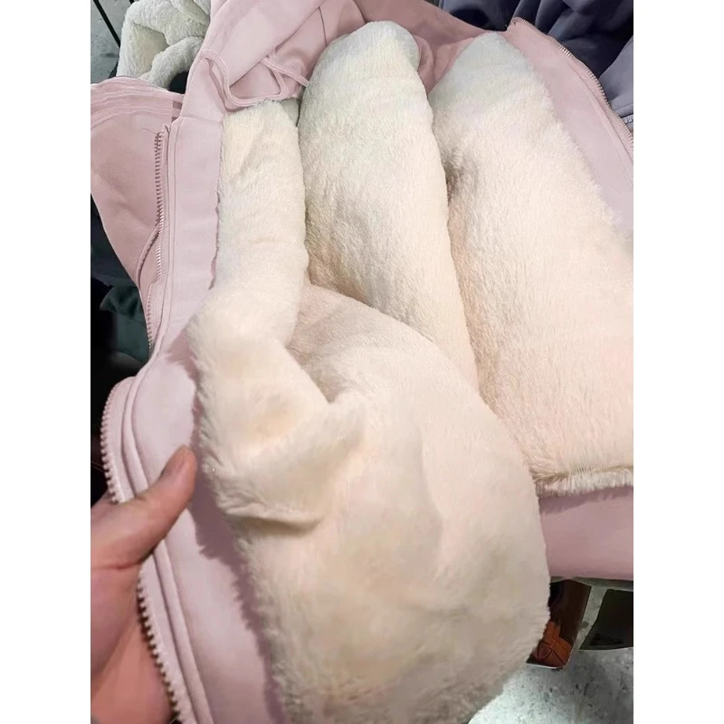 新款加绒加厚卫衣外套女秋冬连帽宽松大学生百搭休闲北极绒上衣