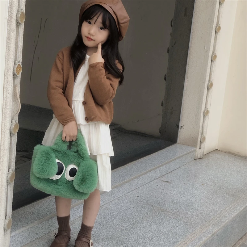 毛绒可爱儿童包包2023新款秋冬女童宝宝手提毛毛包小女孩斜挎包