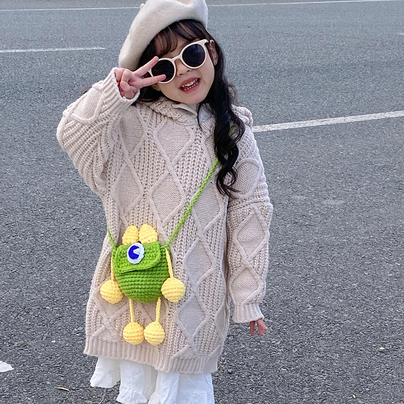 针织毛线卡通可爱儿童包包网红女童宝宝斜挎包洋派小女孩配饰包