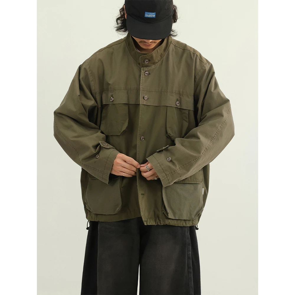 TRIFFER复古拼接工装夹克外套 立领男女款