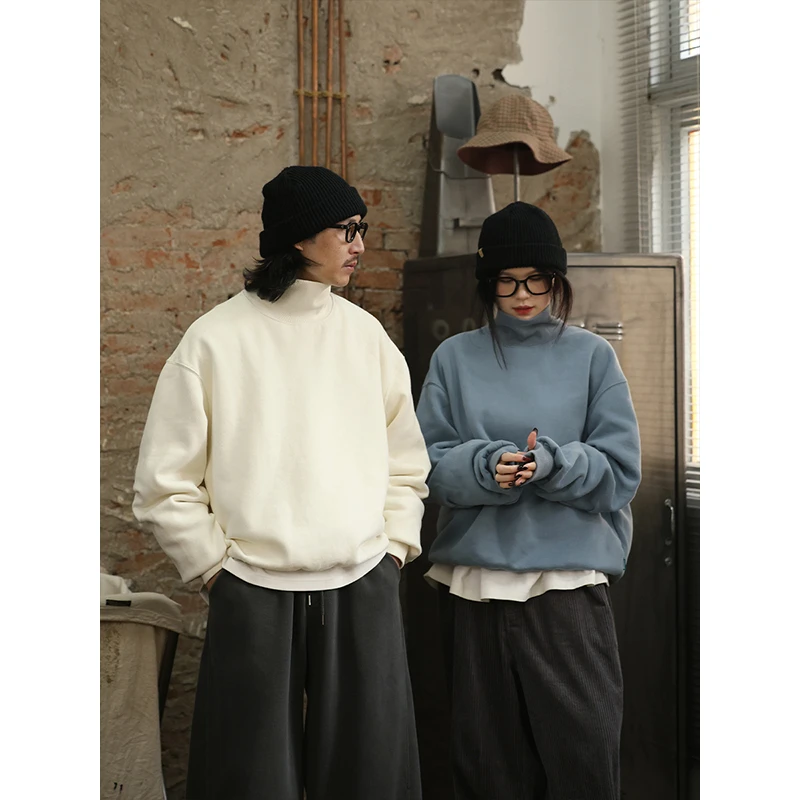 TRIFFER复古加绒高领卫衣 羊蹄袖拇指套 亲肤软糯男女款