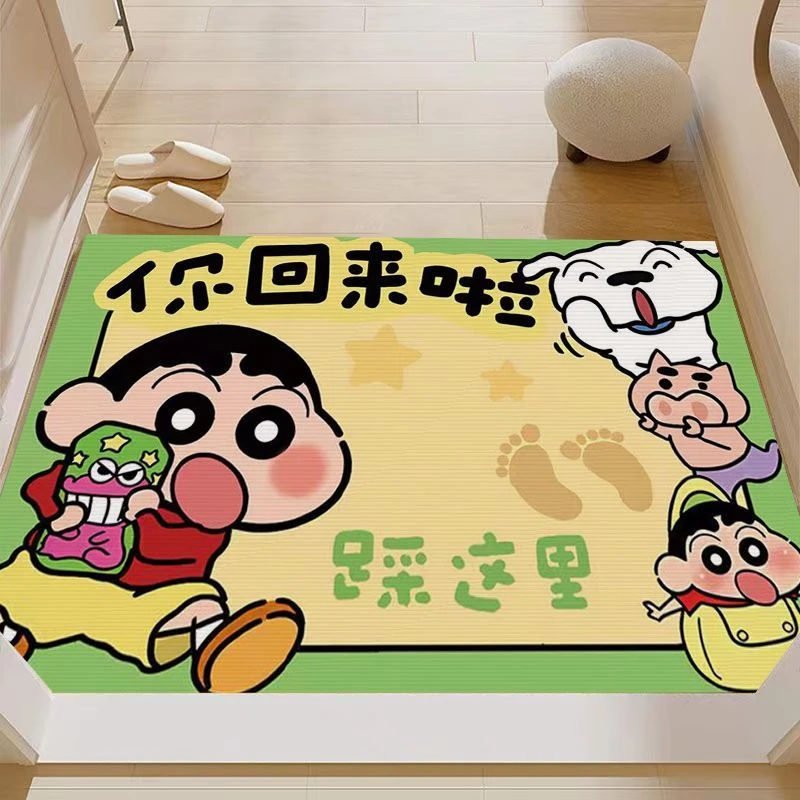 热门蜡笔小新入户玄关水晶绒地垫客厅卧室防潮脚垫吸水防滑地毯