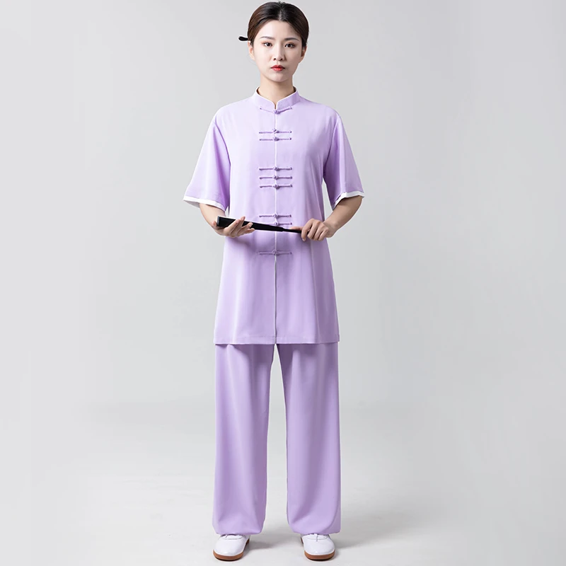 御尊青萱女新款太极拳服练功服男武术表演服装春季飘逸短袖套装