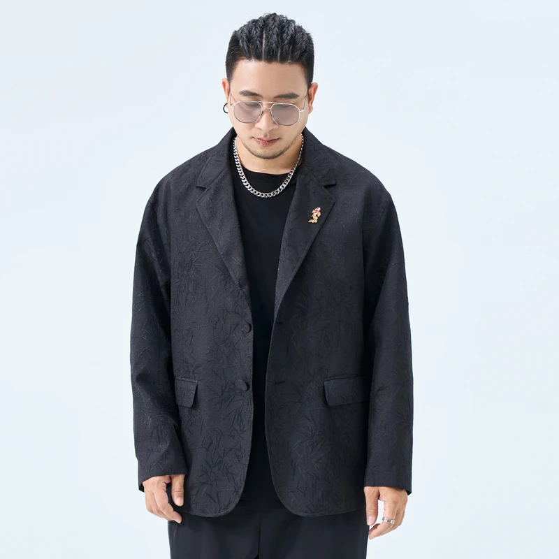 半墨大码男装复古小西装男中国风西服外套男款宽松胖子春季1919