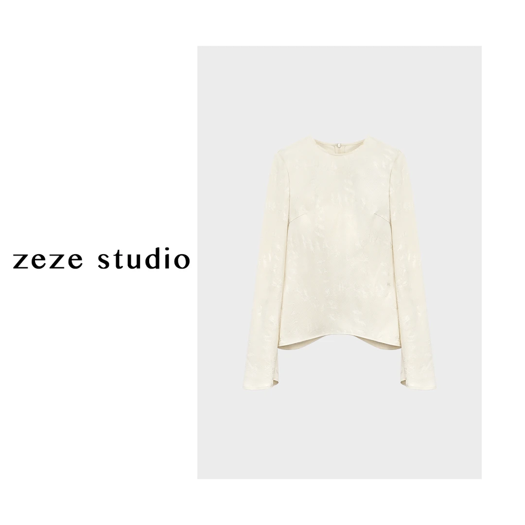 zezestudio【烟雨江南】24新款独特提花设计百搭吸睛长袖打底衫早秋