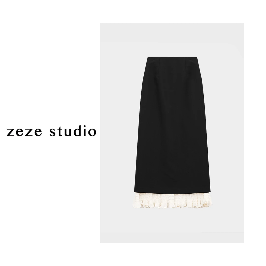 zezestudio【心动】24设计师新优雅法式重工压褶气质时尚半身裙夏