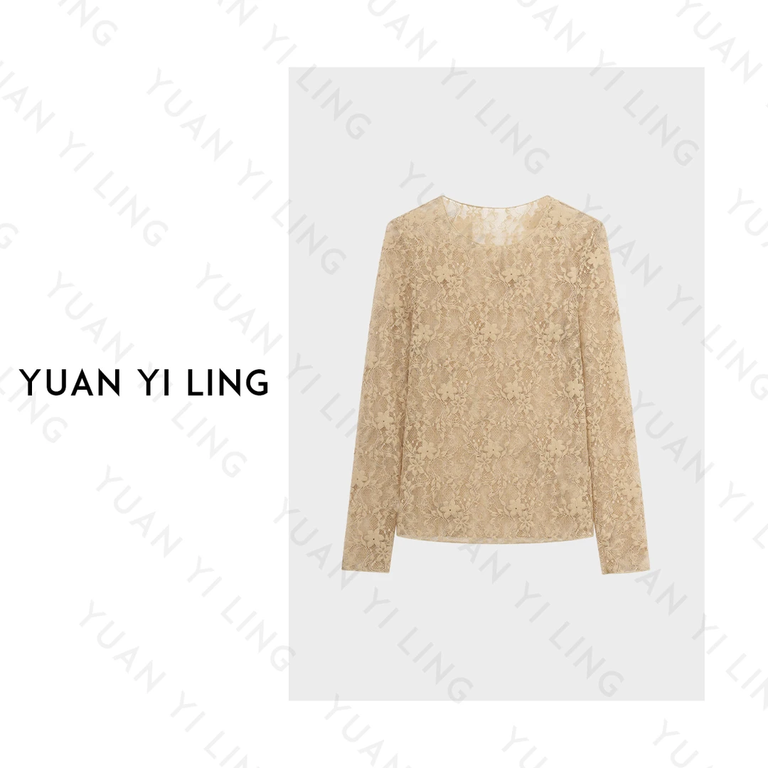YUAN YI LING【温婉佳人】24冬新性感优雅气质百搭蕾丝女长袖蕾丝衫