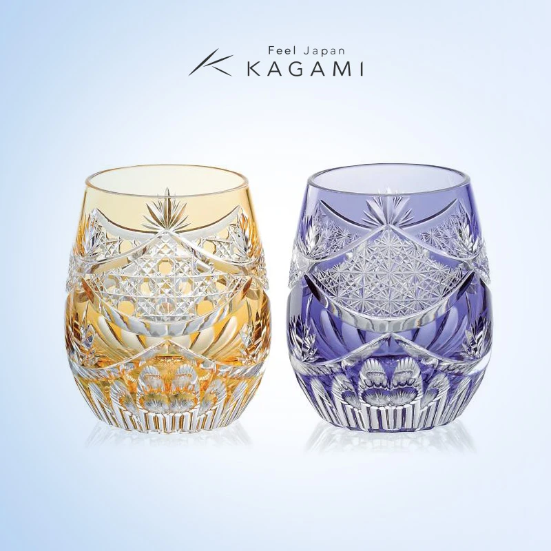 KAGAMI江户切子传统工匠锅谷淳一作<夕凪洛克杯>水晶玻璃威士忌杯