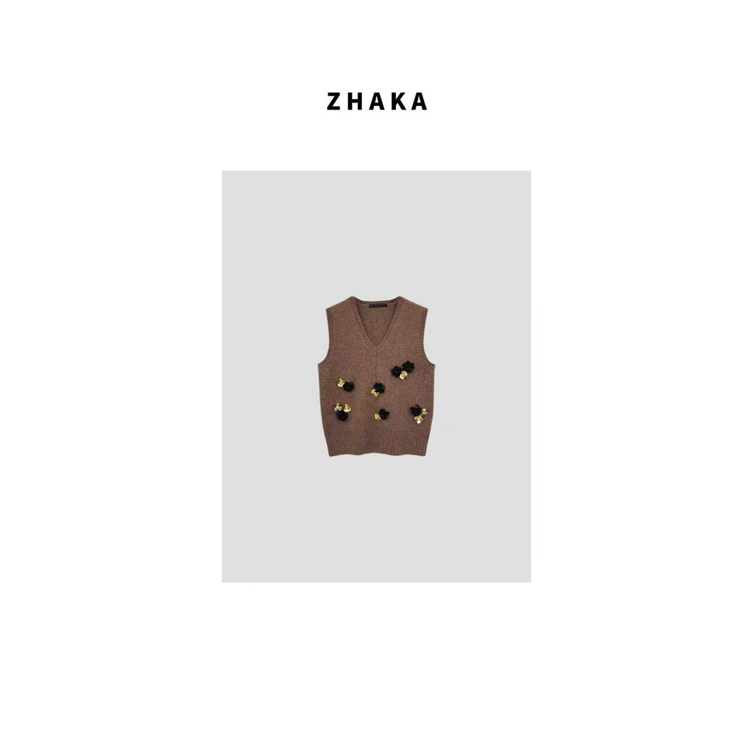ZHAKA/珠片装饰羊毛背心zk2790