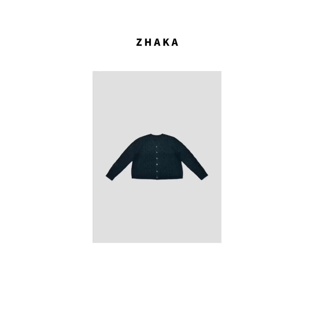 ZHAKA/麻花鸡心领羊毛开衫