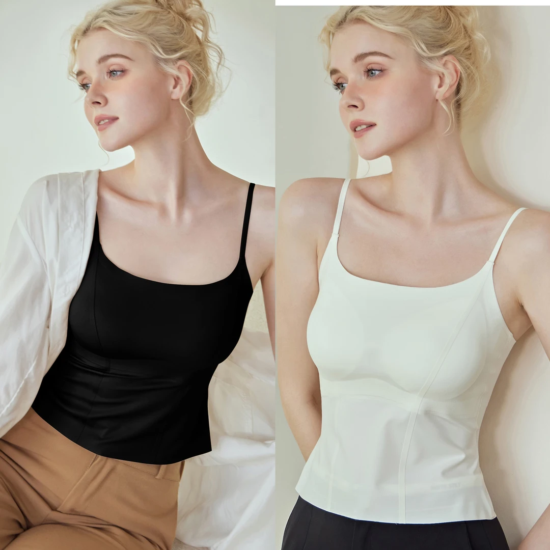 （方糖奶咖）免穿内衣无痕舒适吊带背心女士内搭上衣美背文胸