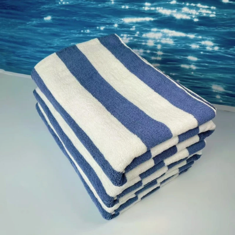 40号100%全棉男士浴巾蓝白宽条纹加厚加大80*160亲肤纯棉厚实吸水