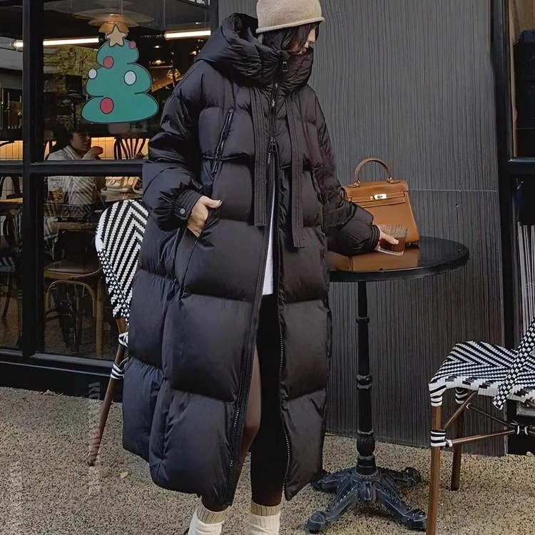秋冬百搭日系韩版大被子冬季加厚长款过膝羽绒服女时尚长款外套