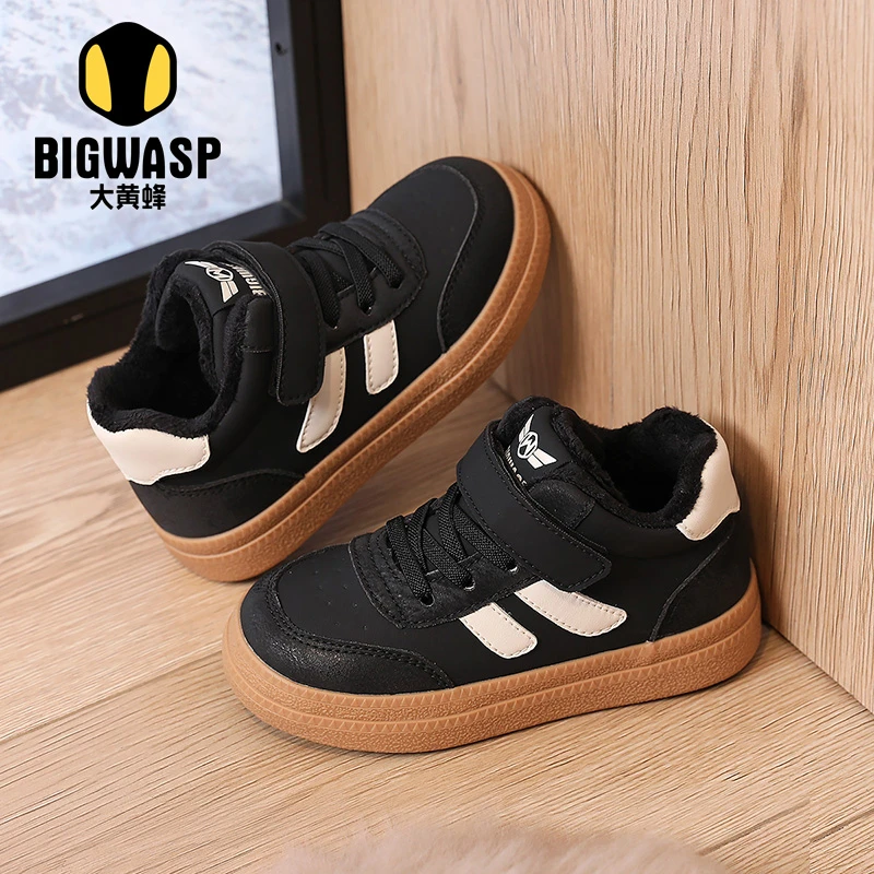 大黄蜂童鞋运动鞋2023冬季新款加绒板鞋休闲男童鞋女童鞋儿童潮款