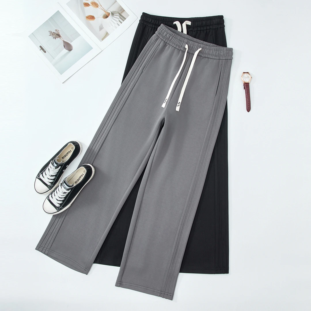 修身显瘦直筒百搭外穿纯色中高腰女士柔软垂感新款2025爆款直筒裤