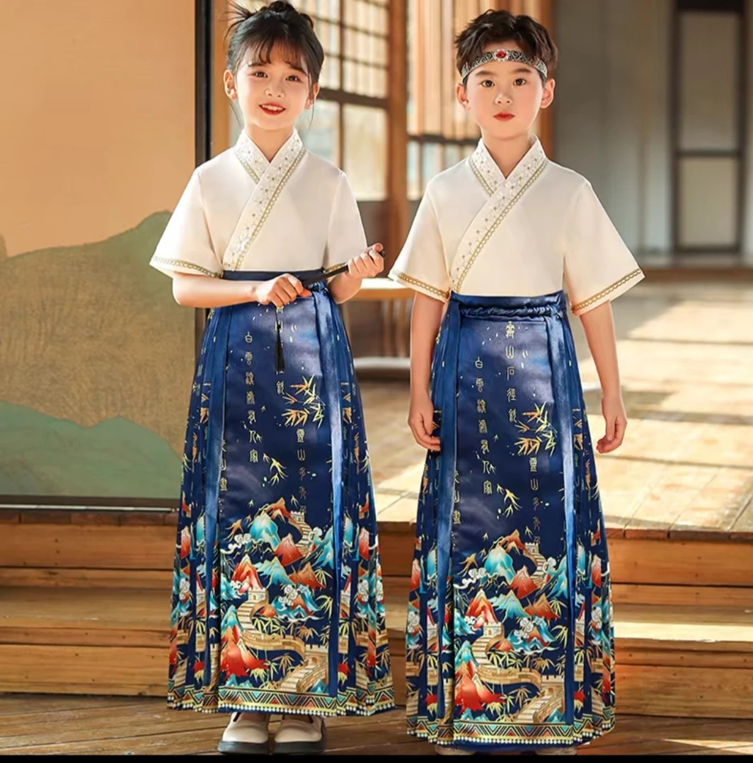 儿童马面裙汉服套装国风款