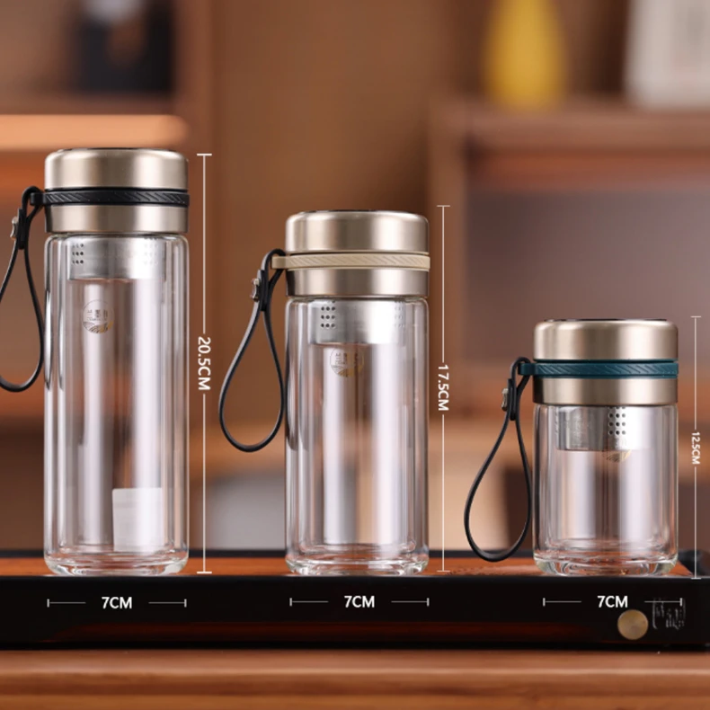 兰墨祥茶水分离杯高硼硅双层玻璃杯便携过滤泡茶杯男玻璃隔热防烫