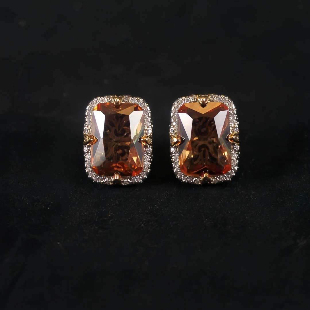 铜合金耳饰 【G723】新款苏丹石满钻银色耳钉