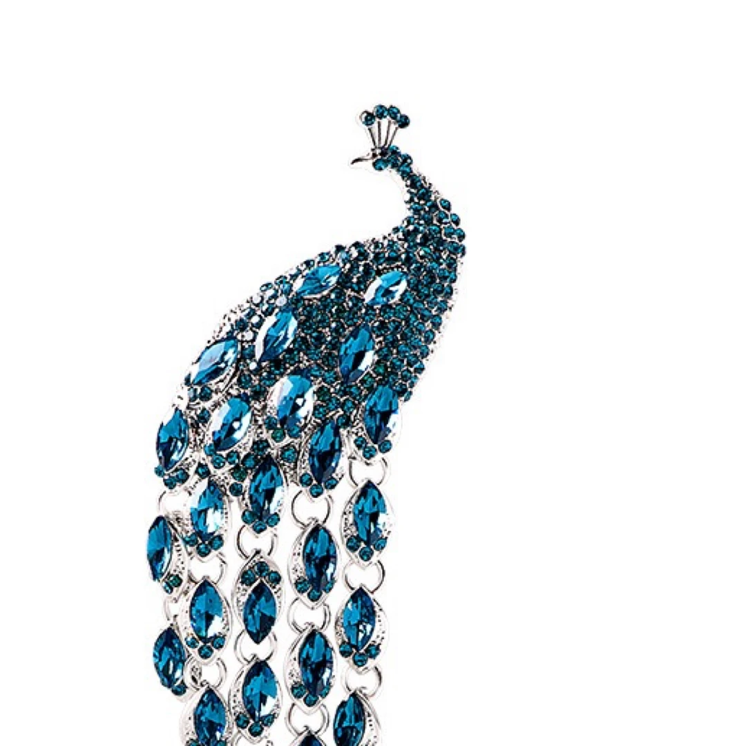 铜合金胸针    【E512】  复古长尾巴孔雀流苏胸针