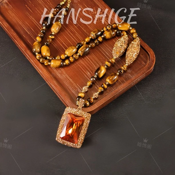 铜合金项链 【G724】原创设计新款方形吊坠设计师款长款毛衣链