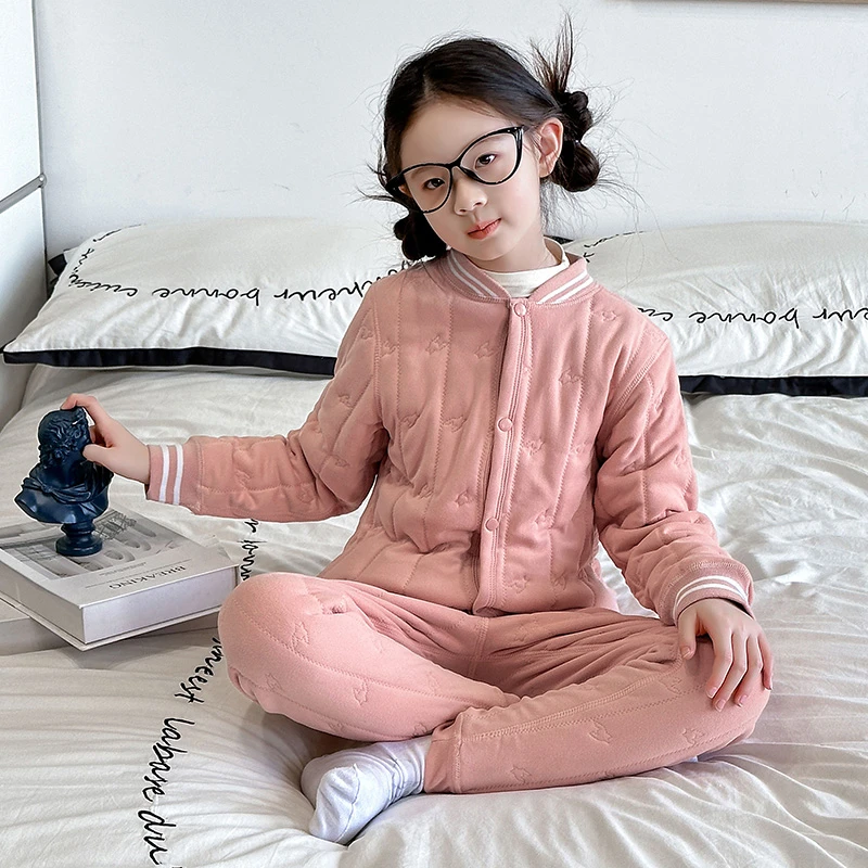 女童保暖内衣套装内胆棉服男大童校服神器秋冬季内穿加厚儿童冬装