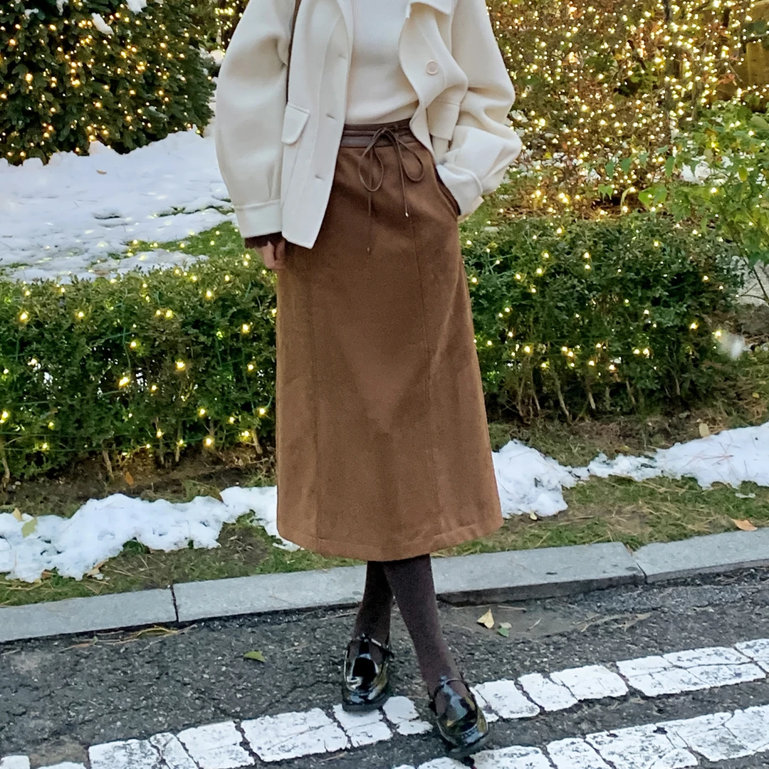 法儿家韩国限定【韩女滤镜】FS412X012系带半身裙