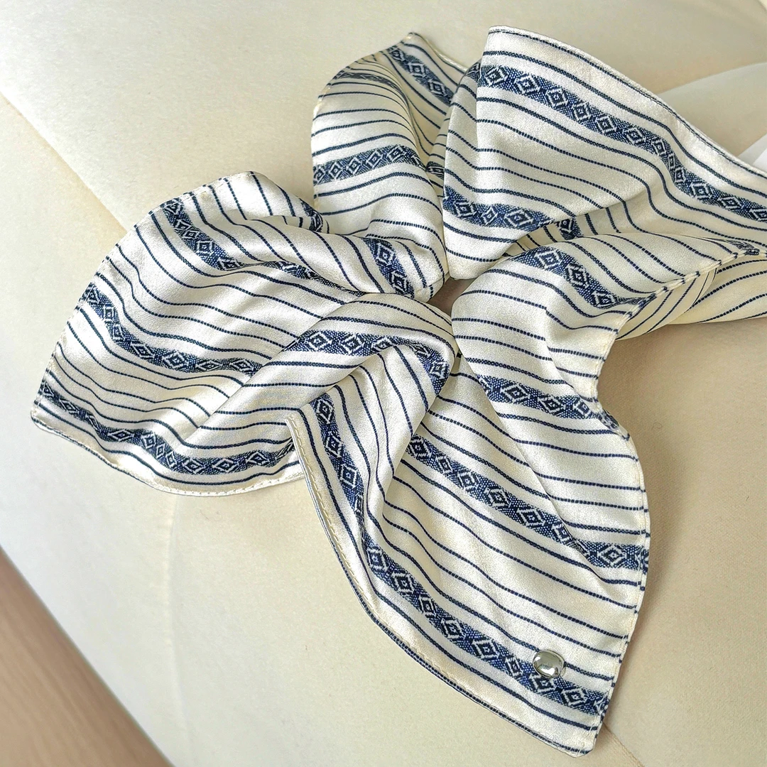 复古条纹方巾发圈DM410F329