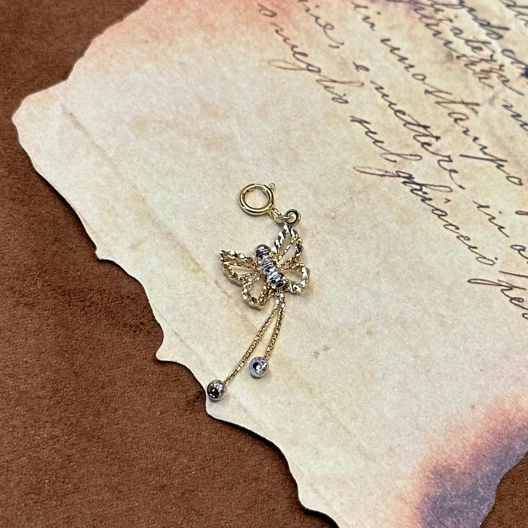 【子萱珠宝】18K金珠蝶吊坠-ZX2400107