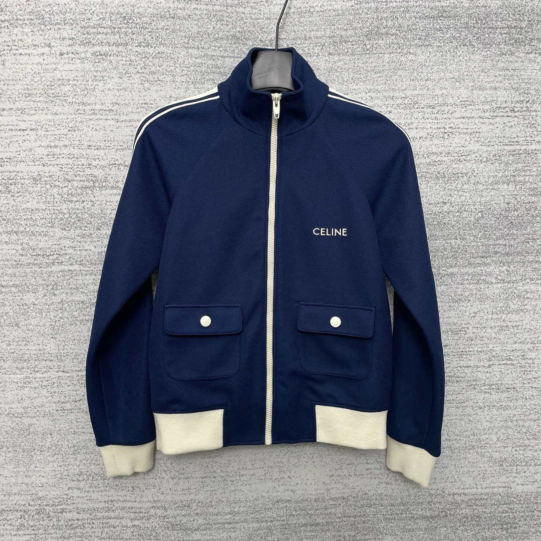 CELINE/赛琳/蓝白拼色学院风运动上衣外套/尺码XS/98新/WX108836