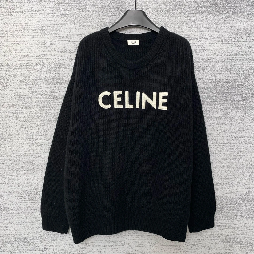 99新 Celine/思琳 黑色圆领毛衣/尺码S/WX109193