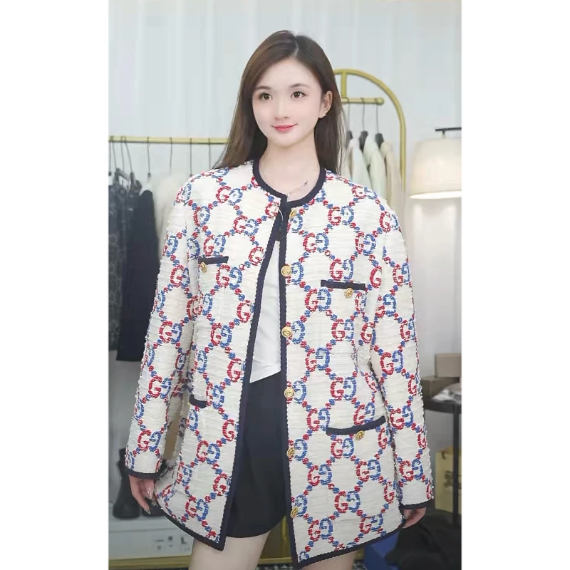 99新 GUCCI/古驰 满印单排扣圆领夹克外套/尺码40/99新/WX108891