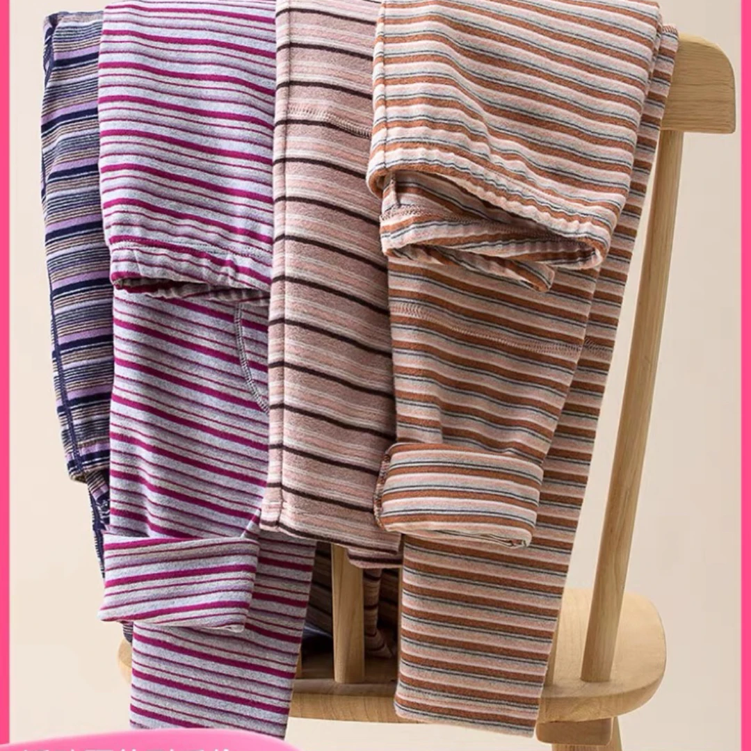 条纹加绒居然保暖裤