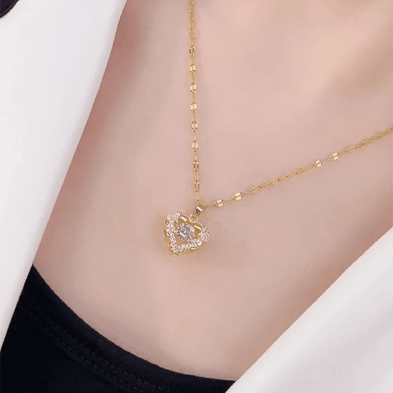 钛钢吊坠 钛钢项链海洋之心吊坠项链配饰网红饰品