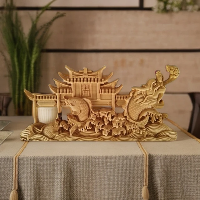 鲤鱼跃龙门手工传统设计不断精雕定制吉祥祝福茶室挂饰摆件家居