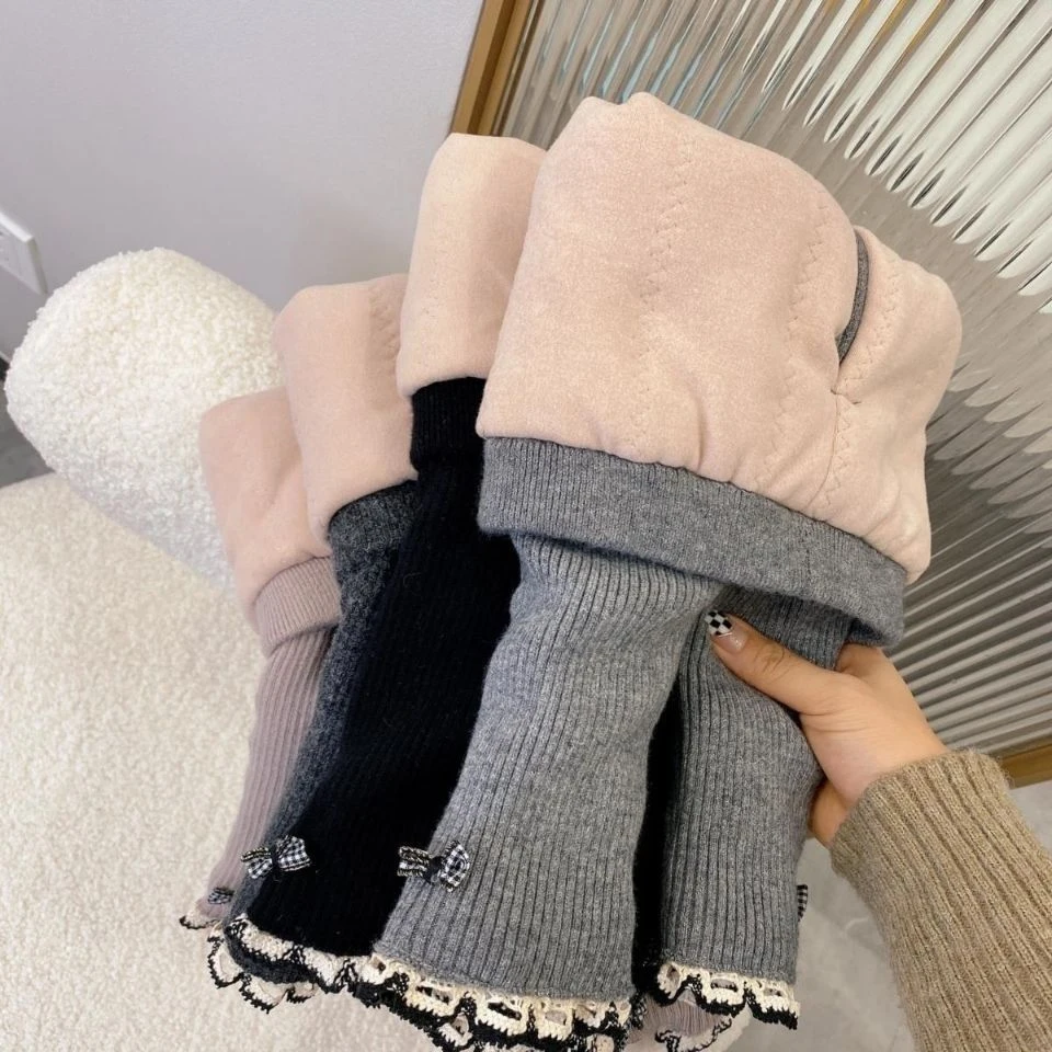 高品质女宝宝冬季加棉加厚打底裤上身非常舒服女童保暖长裤子