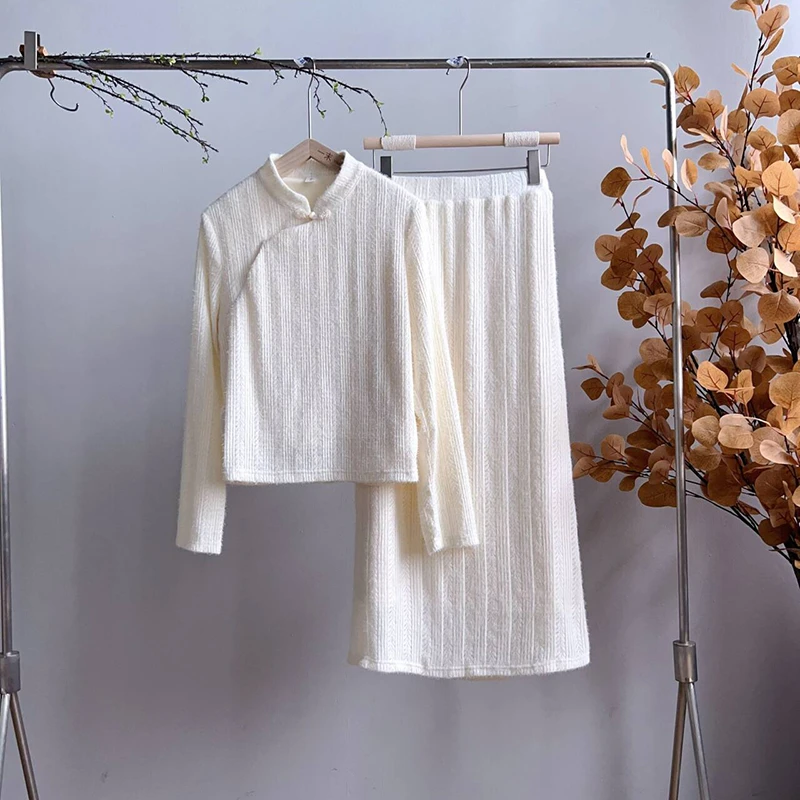 3081+3056《仙姿玉立》新中式改良中式文艺斜襟国风加绒盘扣套装