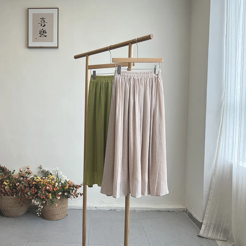 2596《岁稔》「夏日新中式穿搭」复古文艺国风禅意绿色A字半身裙