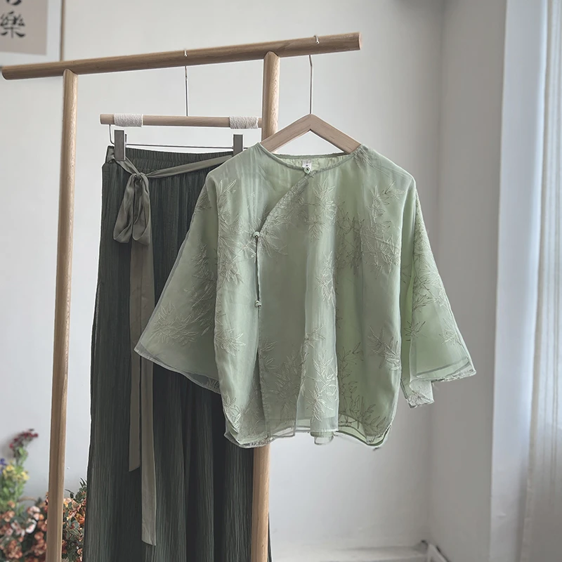 3427《小竹夏矜》原创夏日时尚新中式穿搭复古新中式改良汉服上衣