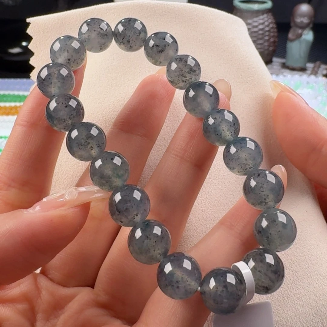 翡翠手链未镶嵌冰乌鸡单圈10+